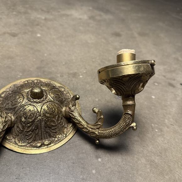 Candelabra Solid Brass Ornate Wall Sconce Underwriters Lab Inc. Electric Candles - Picture 4 of 12